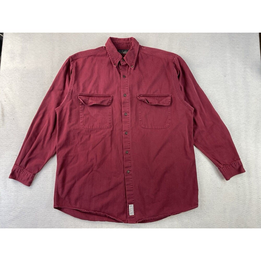 Vintage 90s Abercrombie & Fitch Men’s Large Red Thick Heavy Button Up Shirt